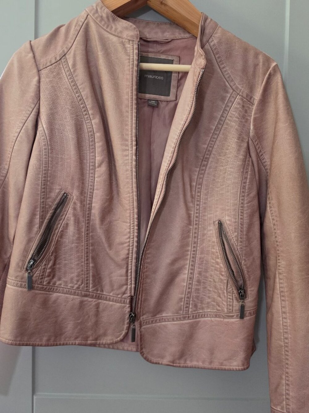 Light pink faux leather jacket